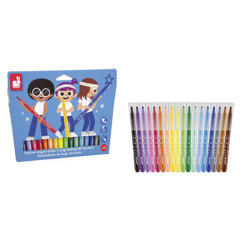 Janod Set of 18 LONG-LASTING MARKERS