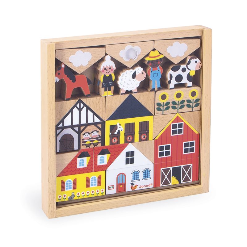 Janod Juego de 37 Bloques de Madera BLOQUES CAMPAÑA