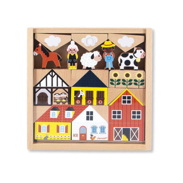Janod Juego de 37 Bloques de Madera BLOQUES CAMPAÑA