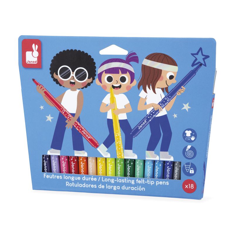 Janod Set of 18 LONG-LASTING MARKERS