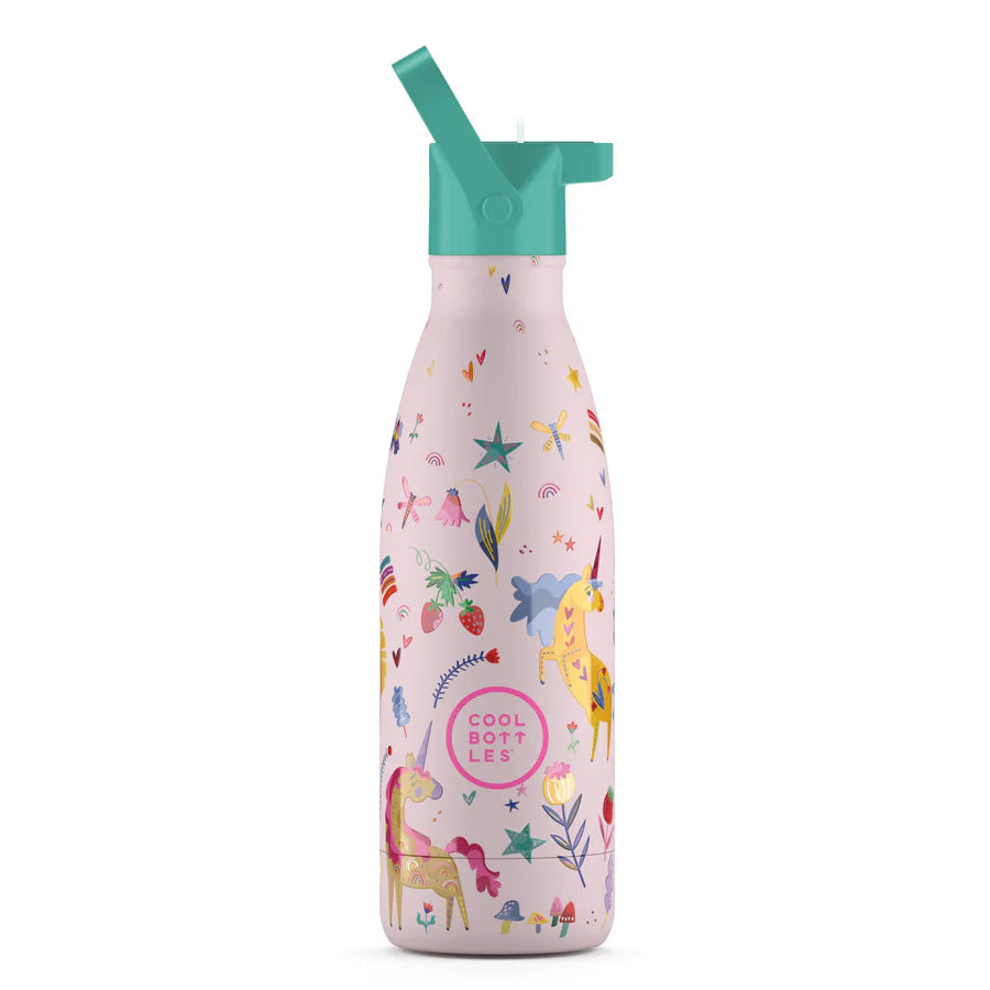 Botella de agua reutilizable para niños - Cool Bottles -Unicornios 350ml. 
