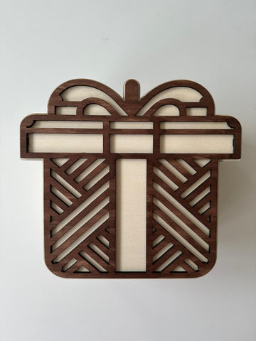Wooden Gift Box with Christmas Ornaments