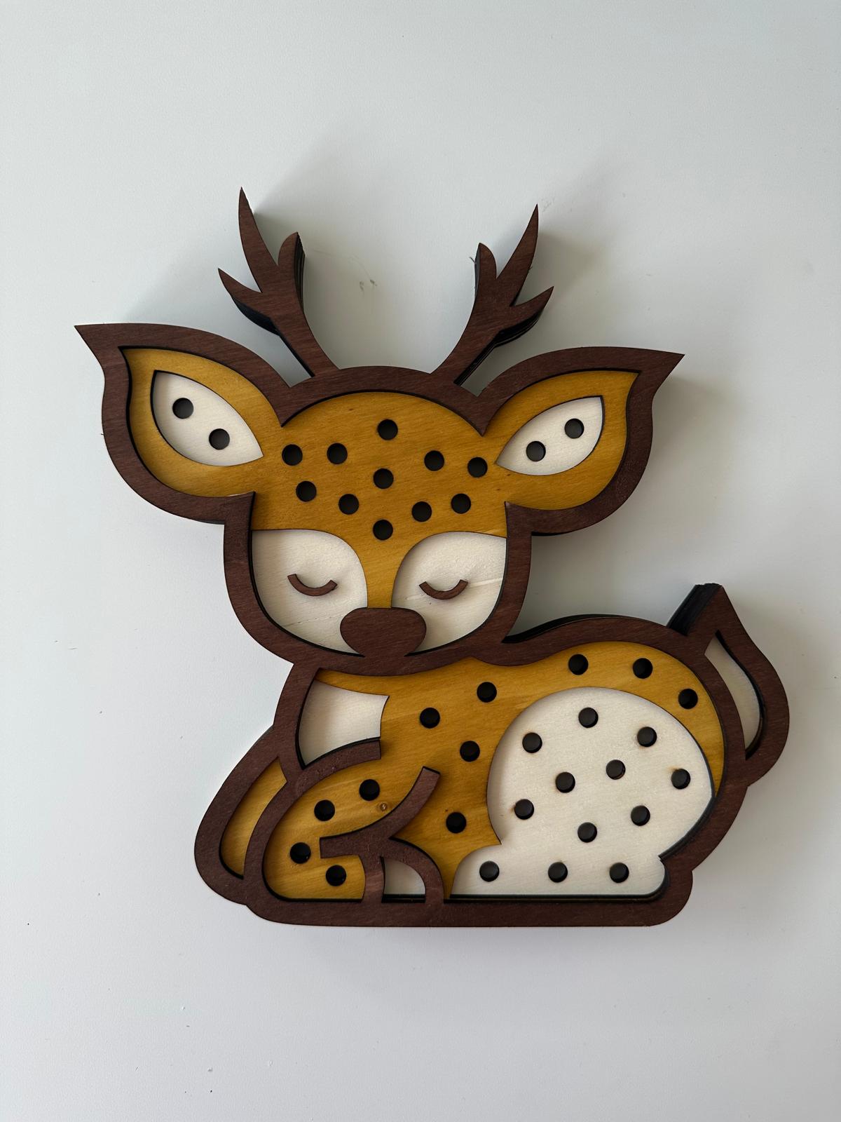 Wooden LED Lamp - Deer