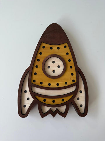 Wooden LED Lamp - Rocket