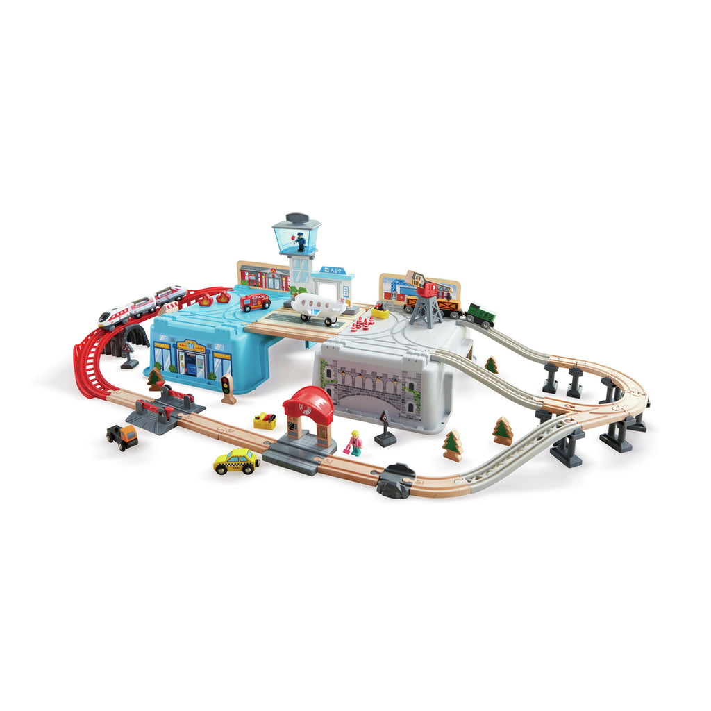 Hape - Mega metropolis train bucket set. Trains