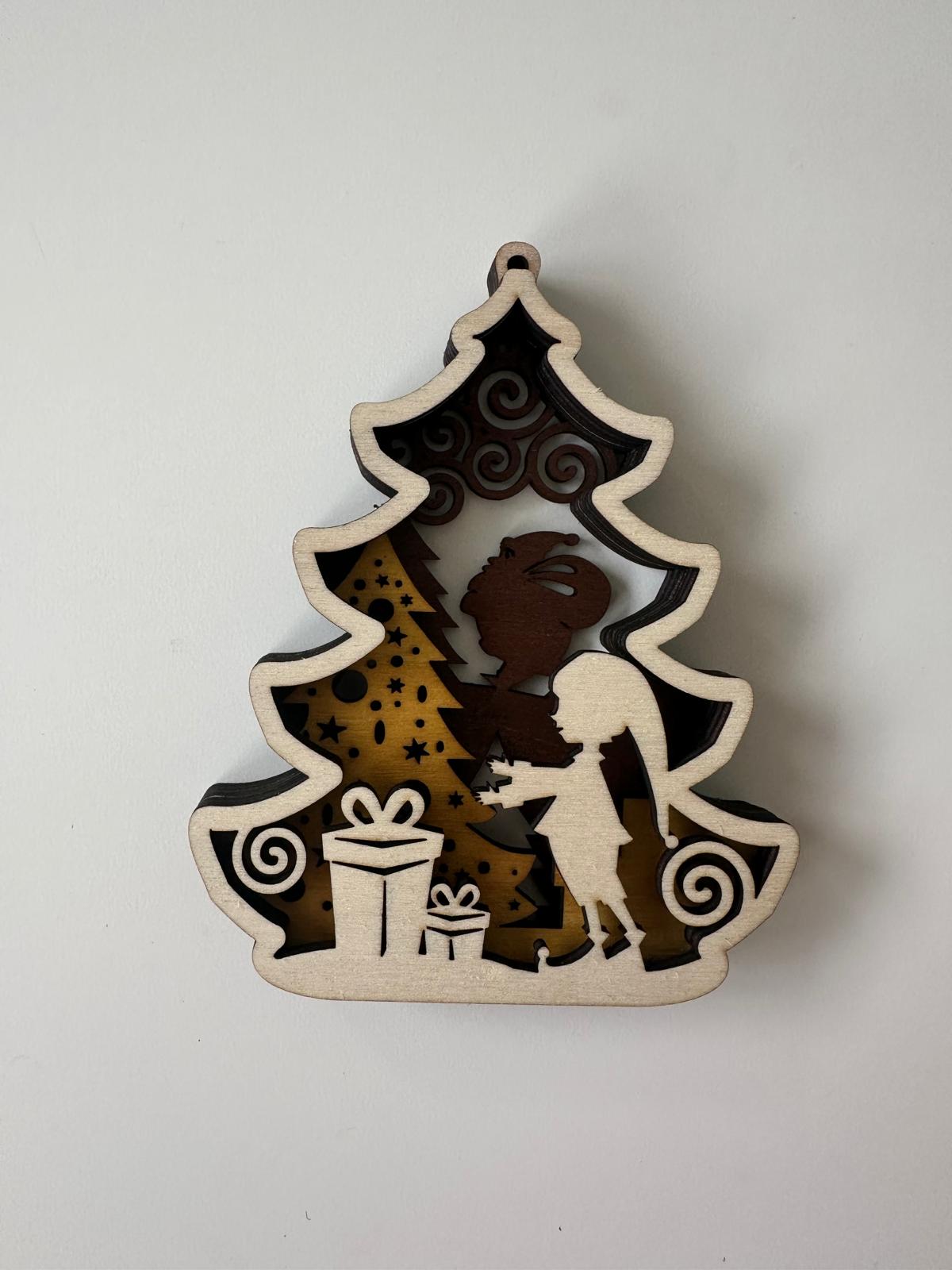 Wooden Gift Box with Christmas Ornaments