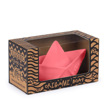 Barco Origami Rosa Juguete Baño Mordedor Bebé Oli &amp; Carol
