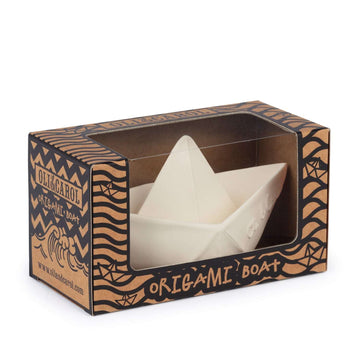Barco Origami Blanco Juguete Baño Mordedor Bebé Oli & Carol