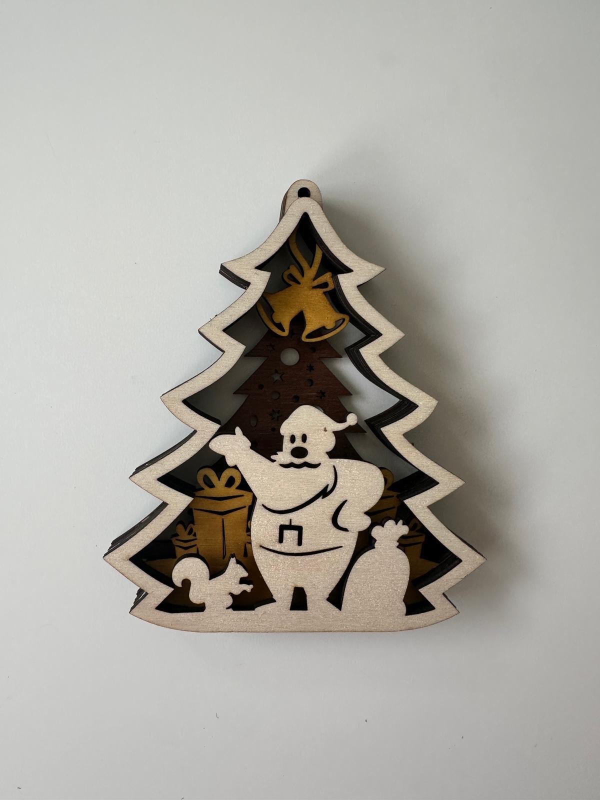 Wooden Gift Box with Christmas Ornaments