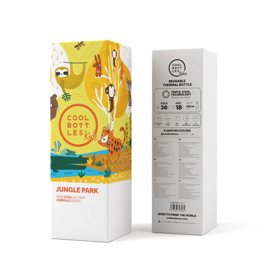 Botella de agua reutilizable para niños - Cool Bottles - Jungle Park - 260ml.