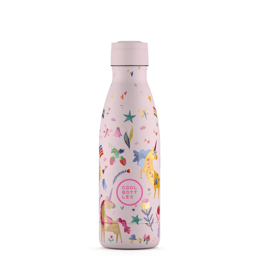 Botella de agua reutilizable para niños - Cool Bottles -Unicornios 350ml. 