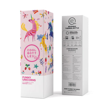 Botella de agua reutilizable para niños - Cool Bottles -Unicornios 350ml. 