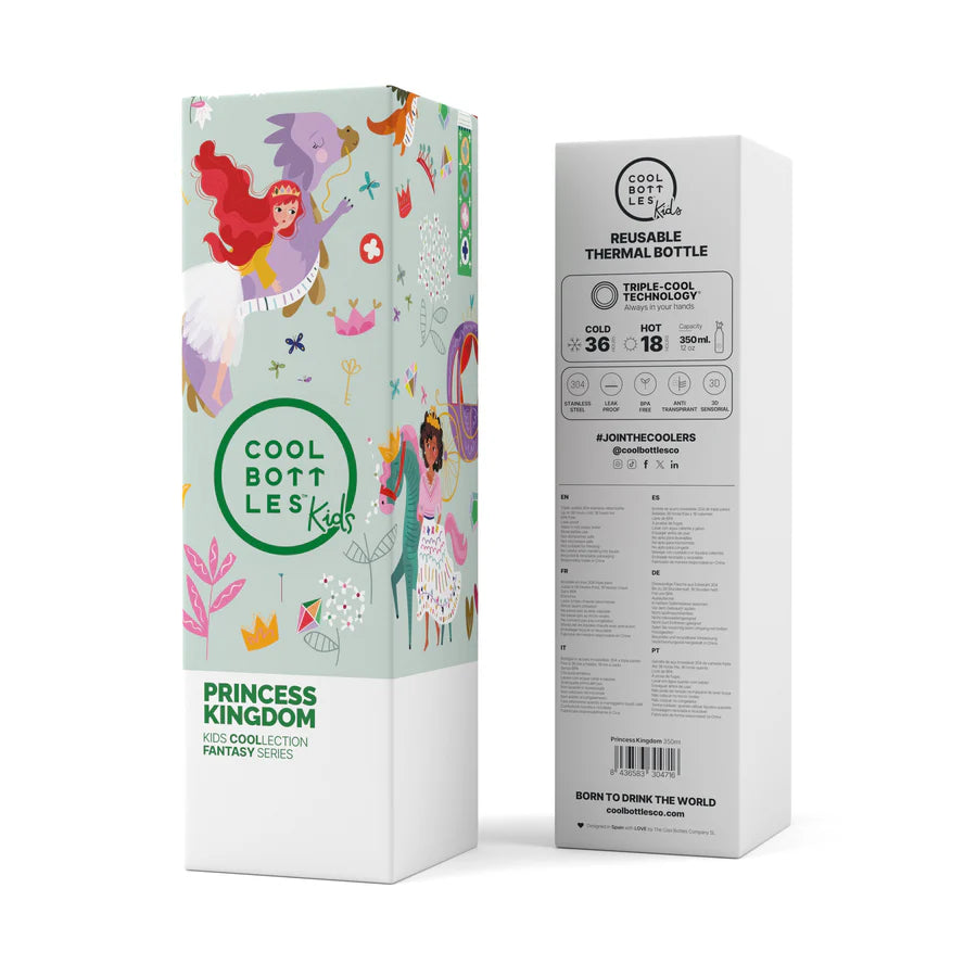 Botella de agua reutilizable para niños - Cool Bottles - Reino de Princesas 350ml. 