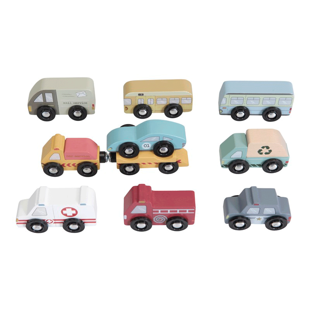 Little Dutch Pack de 9 Vehículos de Madera - Coches