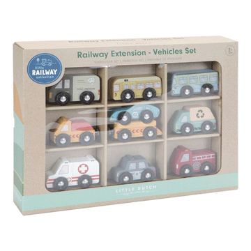 Little Dutch Pack de 9 Vehículos de Madera - Coches