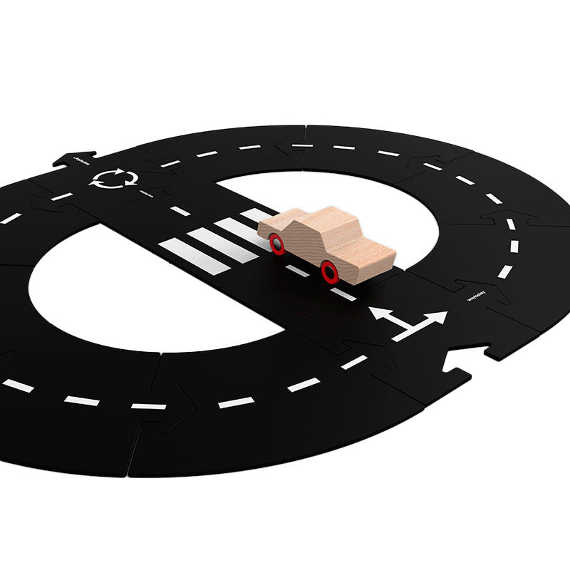 Drive Away Car Edition - Waytoplay Flexible Road 11 Pieces + 1 Wooden Car