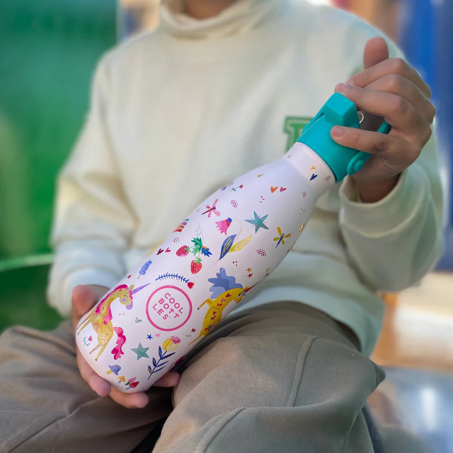 Botella de agua reutilizable para niños - Cool Bottles -Unicornios 350ml. 