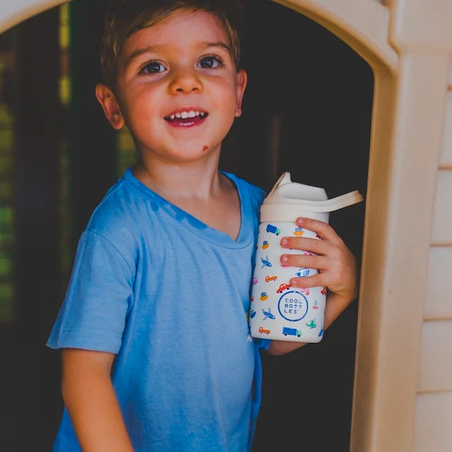 Reusable water bottle for kids - Cool Bottles - Little Wheels - 350ml.