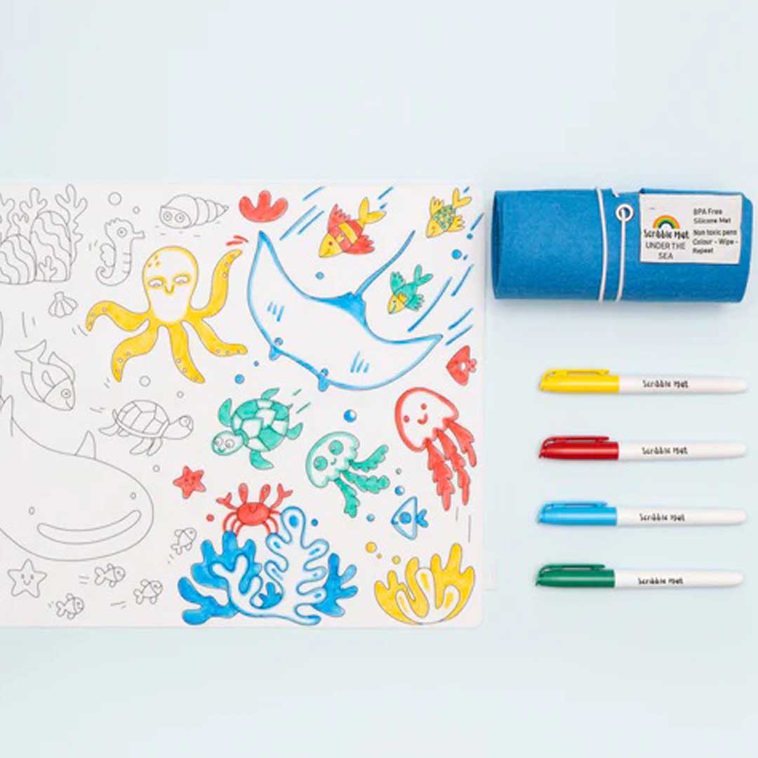 SCRIBBLE UNDER THE SEA Silicone Mat 4 Markers