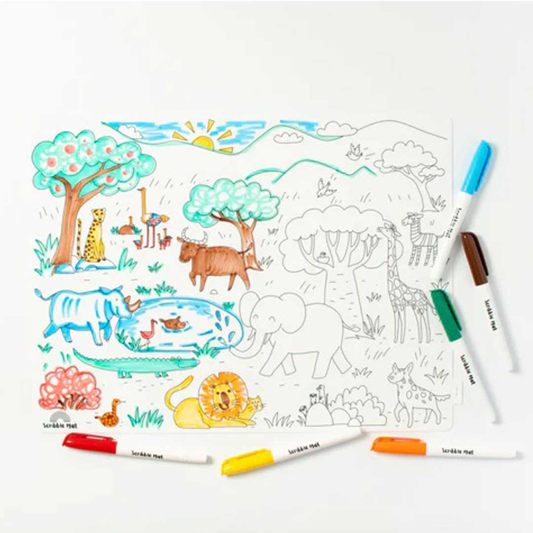 Silicone Table Mat SCRIBBLE Safari