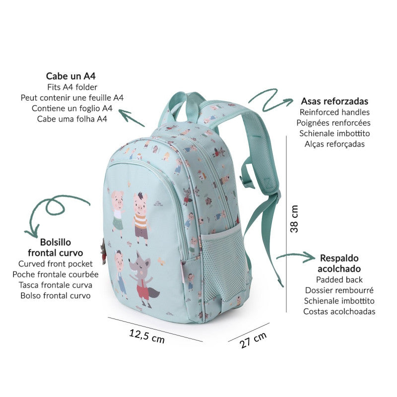 Mochila Mediana Tutete Los 3 Cerditos 38 cm