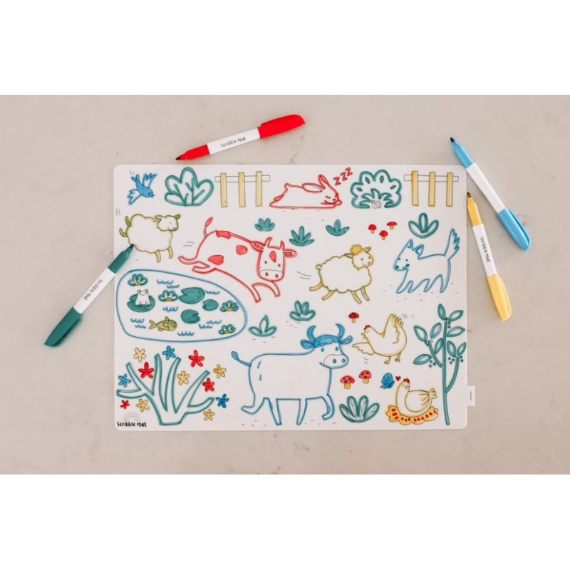 Tapete silicona SCRIBBLE En la Granja 4 ROTULADORES