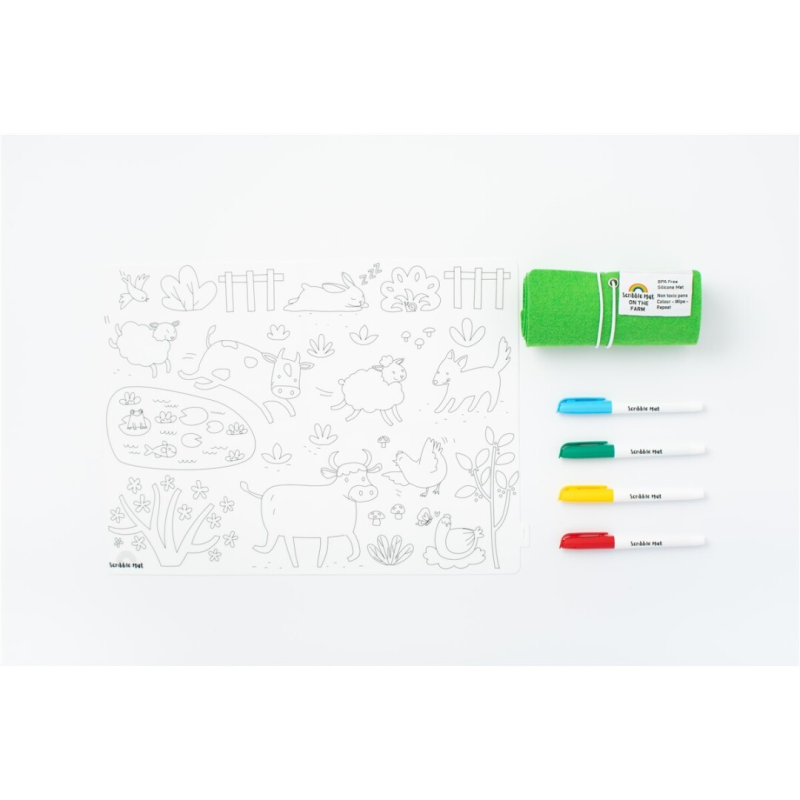 Tapete silicona SCRIBBLE En la Granja 4 ROTULADORES