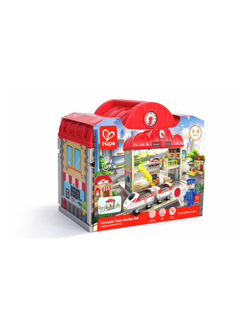 Hape - Set de Estación de Tren Portáti
