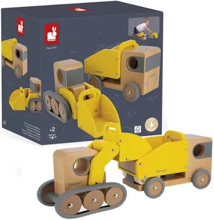 Janod Wooden Dump Truck and Excavator